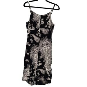 St Michael Marks & Spencer Black Paisley Print Sleeveless Dress